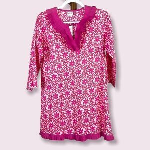 NWT Top it Off Pink and White Ruffled Swimsuit Coverup